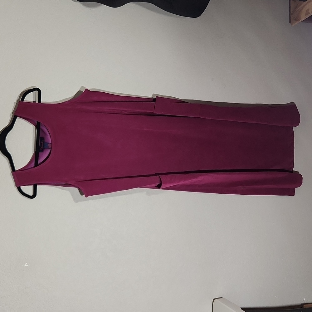Vintage Denim &Co Dress Size L Velvet like Light Purple Maxi Vintage